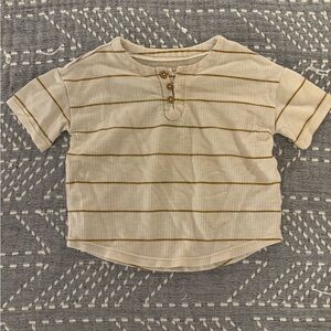Kids Short Sleeve Striped cream/Tan Tunic style tee